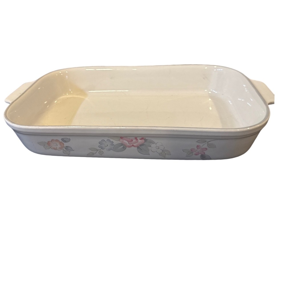 Pfaltzgraff Tea Rose 2 Qt Rectangular Baker 236 Stoneware Casserole Dish USA